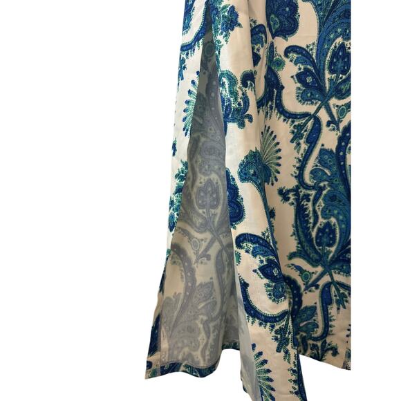 Cara Cara Aria Peacock Blue Print Long Sleeve Maxi Dress Size L - Picture 11 of 11